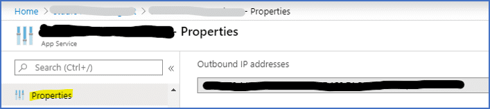 Azure Portal: Outbound IP adressen van appservice
