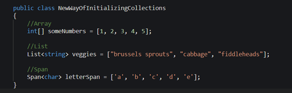 Collection expressions C# 12
