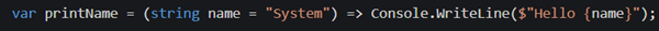 default lambda parameters C#