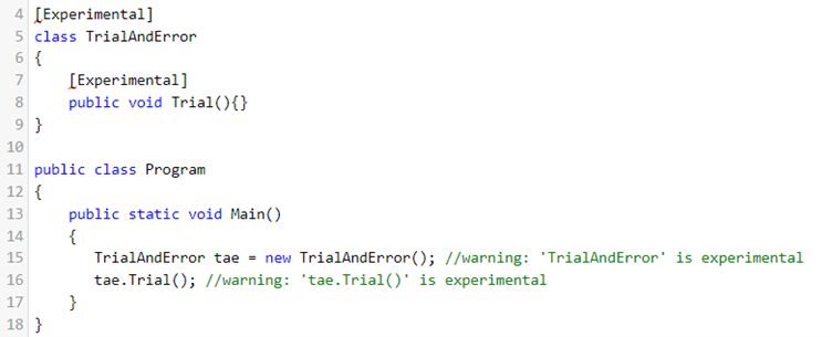experimental attribute C# 12