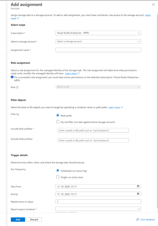 Azure Storage Actions: storage task resource koppelen aan een storage asccount