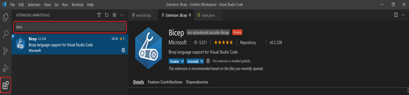 Installatieprocedure Bicep VS Code Extension