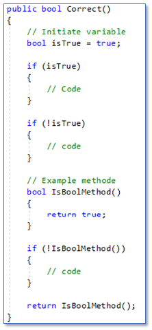 Meest voorkomende C#: programmeerfouten Redundant boolean literal correct