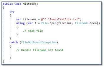 Meest voorkomende C# programmeerfouten: Unhandled Exogenous Exceptions