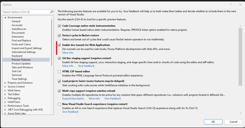 Verbinden met je lokale API via Dev tunnels in Visual Studio