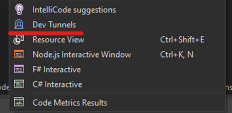 Verbinden met je lokale API via Dev tunnels in Visual Studio