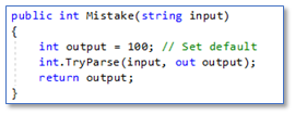 Programmeerfouten: Tryparse with default