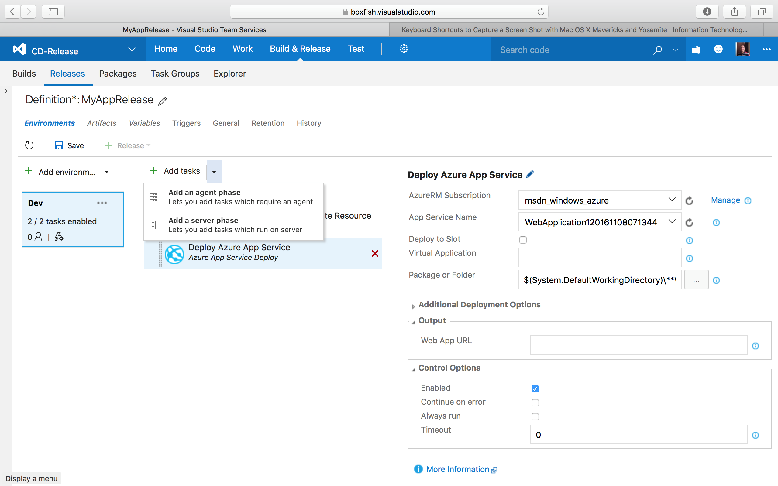 Server Phase Tasks in VSTS Release Management