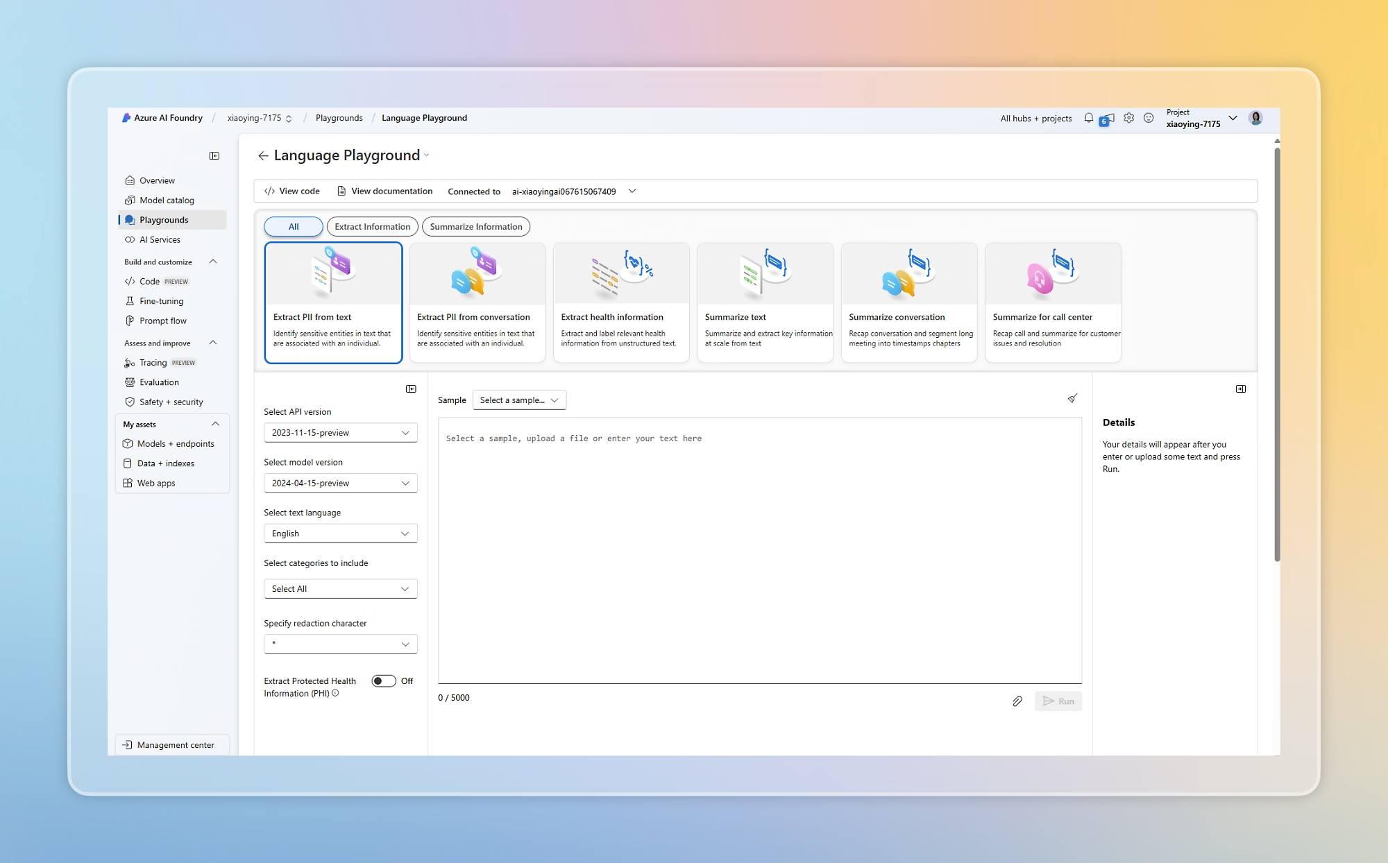 azure ai language voorbeeld.