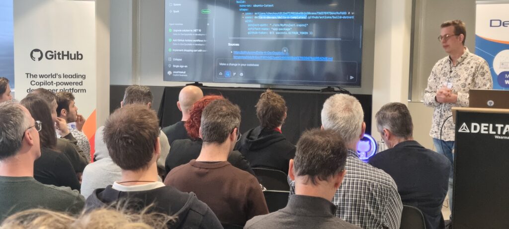 Joost tijdens Versnel je softwareontwikkeling met AI seminar